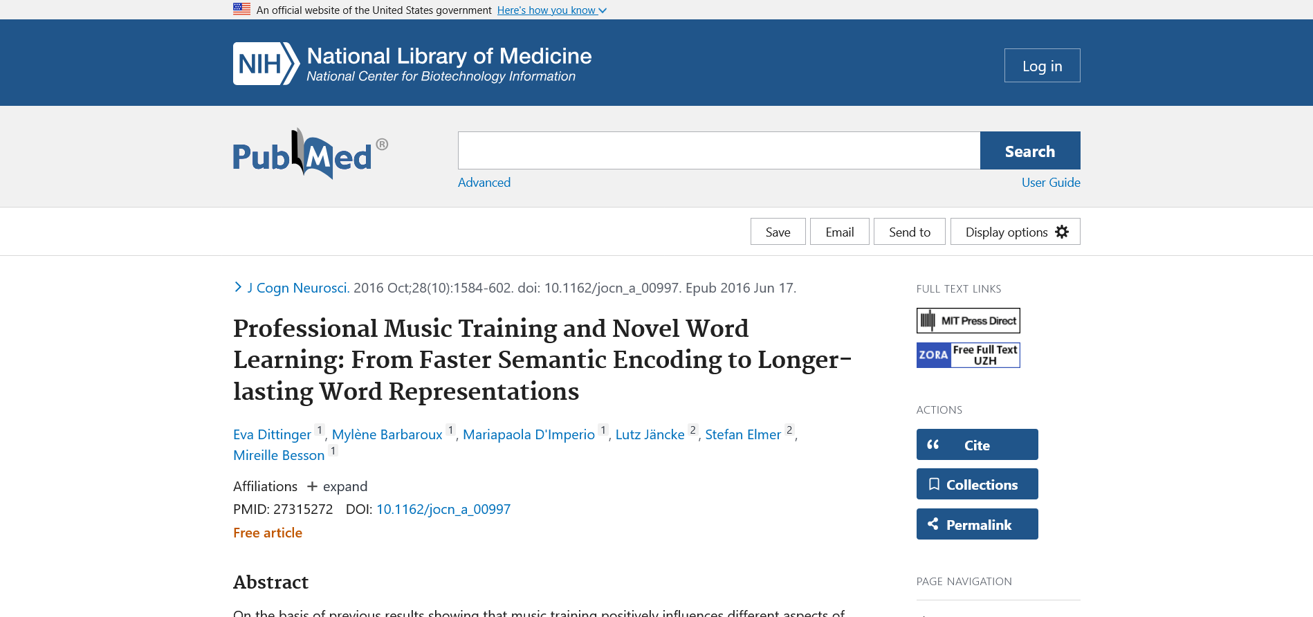 Lire la suite à propos de l’article Professional Music Training and Novel Word Learning: From Faster Semantic Encoding to Longer-lasting Word Representations